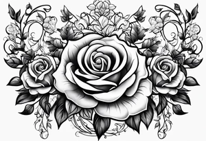 draw image of sleeve tattoo that has 65 small roses on a vine, they can be different sizes, tattoo idea