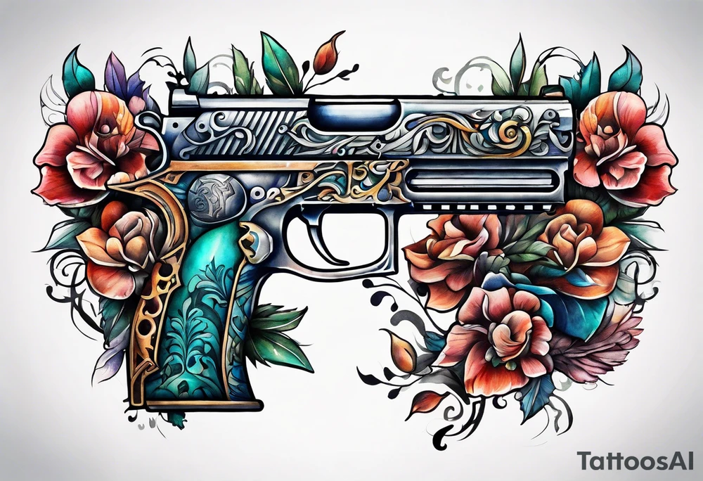 The letters AR with pistols on each side tattoo idea