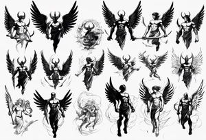 Archangel fighting demon tattoo idea