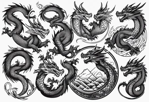 Variety dragons flash sheet tattoo idea