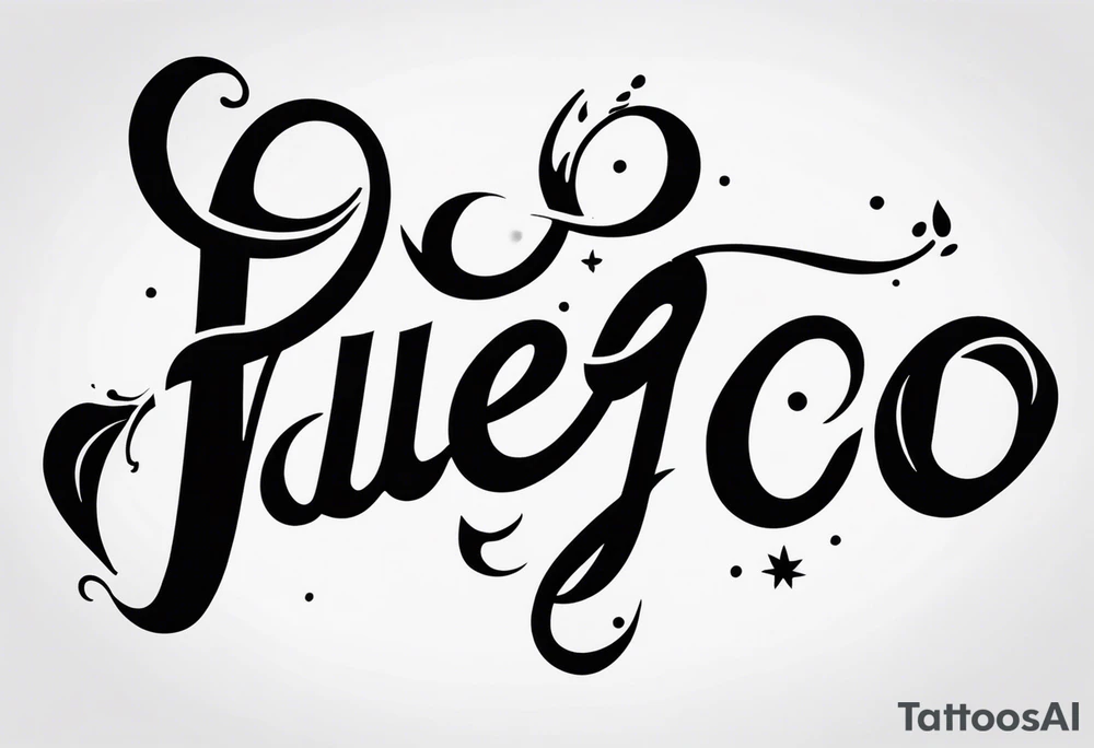 The word “fuego” in cursive with flames around it. tattoo idea