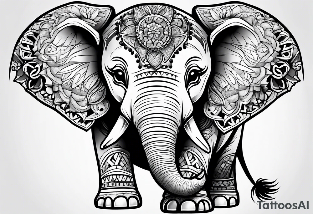 Fierce baby elephant tattoo idea