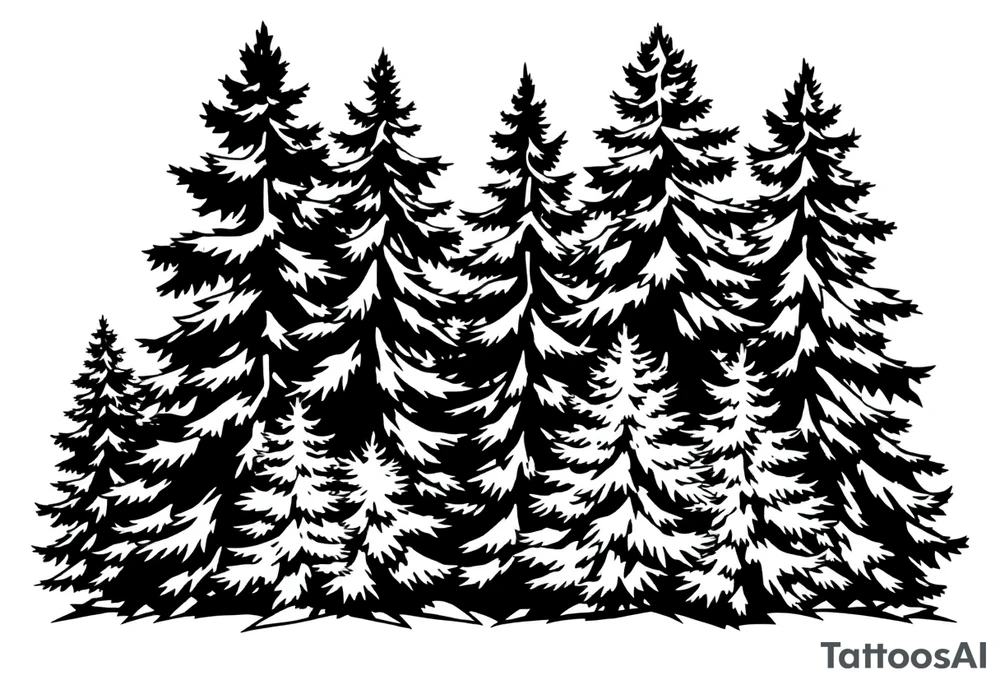 Coniferous forest the trees are black and gray tattoo idea