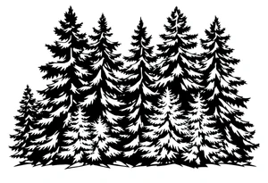 Coniferous forest the trees are black and gray tattoo idea