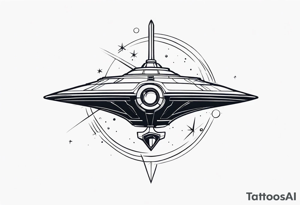 Simple space ship tattoo idea