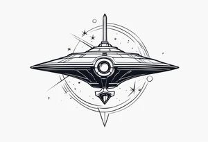 Simple space ship tattoo idea