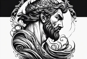 Poseidon side profile tattoo idea