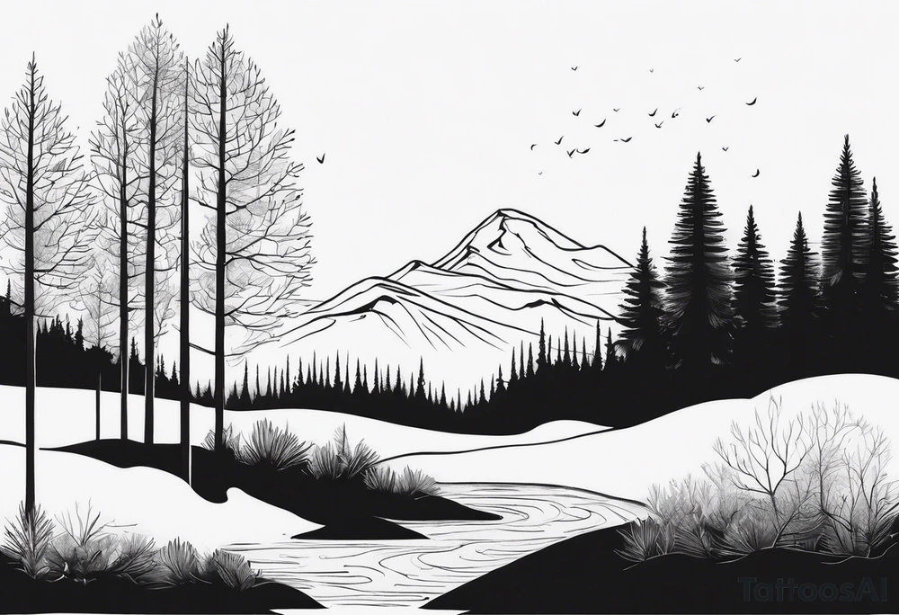 Forest that changes into an ocewn tattoo idea