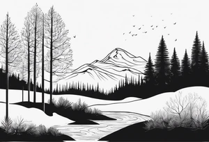 Forest that changes into an ocewn tattoo idea