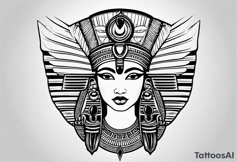 black and white Egyptian goddess Isis tattoo idea