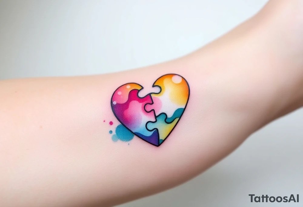 autism heart puzzle shape symbol tattoo idea