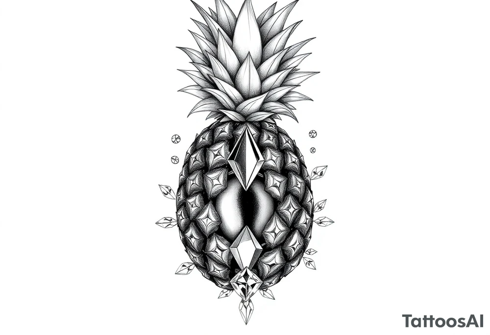To cover pubic area vagina and anus using a bushy pineapple with diamonds with vagina and anus erotic and magestic tattoo idea