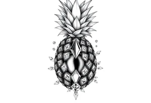 To cover pubic area vagina and anus using a bushy pineapple with diamonds with vagina and anus erotic and magestic tattoo idea