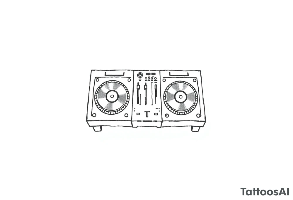 Dj decks, small, bird’s eye view tattoo idea