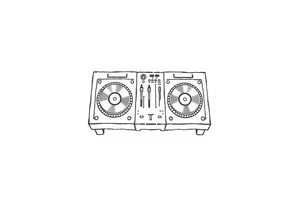 Dj decks, small, bird’s eye view tattoo idea