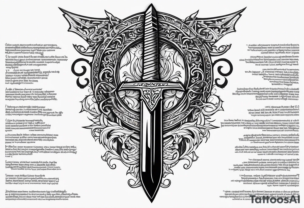 Valhalla  dragon sword stairwell tattoo idea