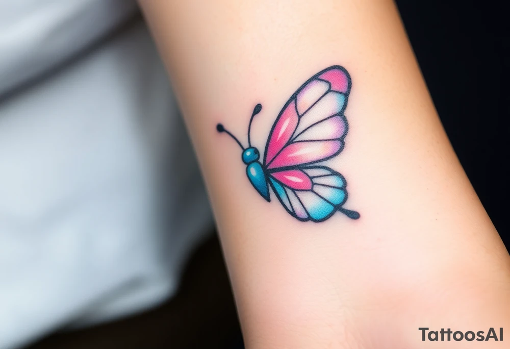 A heartbeat line transforming into a butterfly, with delicate wings painted in pastel pinks and blues, symbolizing transformation and love. tattoo idea