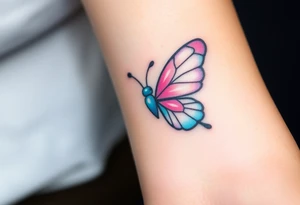 A heartbeat line transforming into a butterfly, with delicate wings painted in pastel pinks and blues, symbolizing transformation and love. tattoo idea