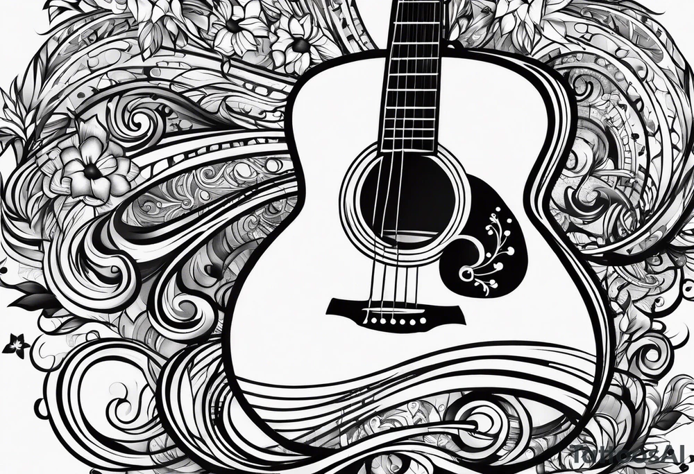 music staff and guitars tattoo idea