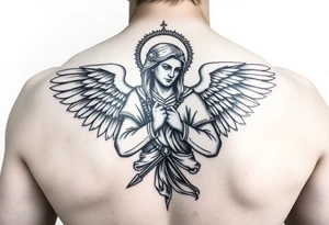 powerful and bold saint michael tattoo idea