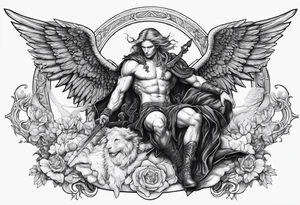 michael the arch angel slaying lucifer tattoo idea