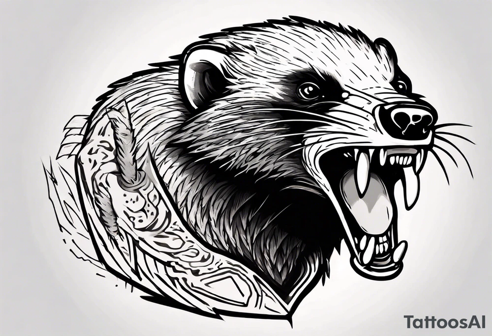 Angry growling honey badger tattoo idea