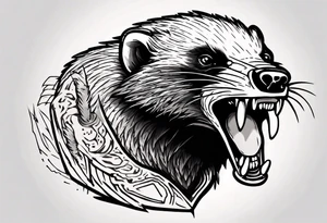 Angry growling honey badger tattoo idea