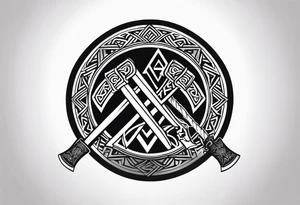 Valhalla shield valknut sword axe tattoo idea