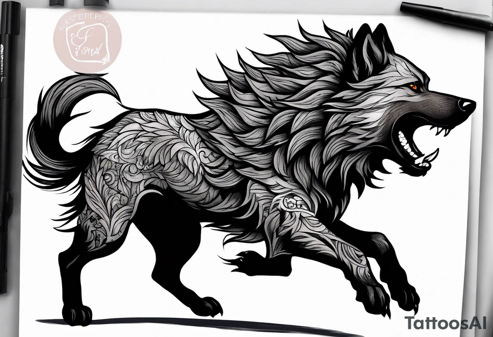 leaping warg tattoo idea