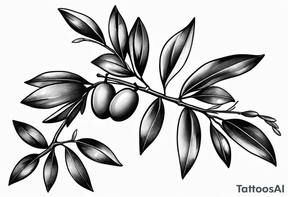 small thin olive branch bicep wrap tattoo idea