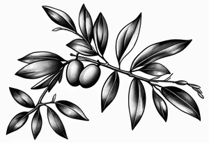 small thin olive branch bicep wrap tattoo idea
