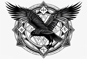 Viking Vegvisir with raven wings around it, Valknut tattoo idea