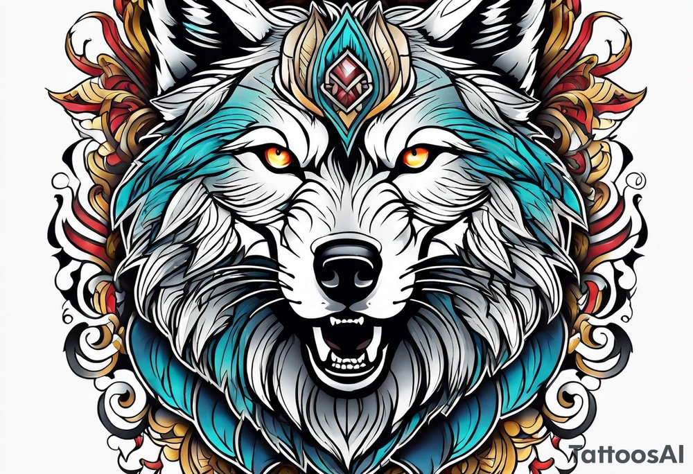 a wolf roaring tattoo idea