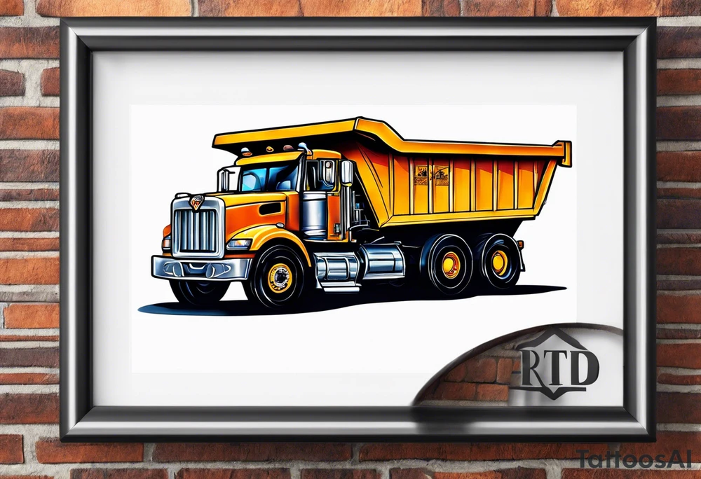 Realistic tattoo of a Dump truck on a forearm tattoo idea