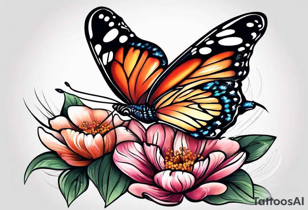 Butterfly on a flower tattoo idea