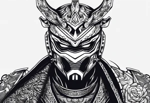 Angry Male Modern robot ninja with demon mask tattoo idea