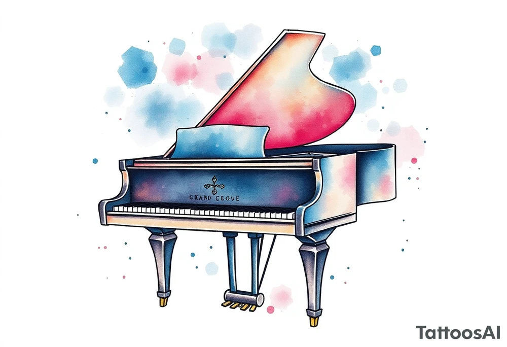 a grand piano under the stars tattoo idea