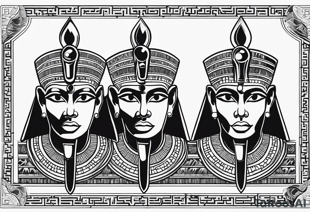 Egyptian See no evil , speak no evil , hear no evil vertical tattoo idea