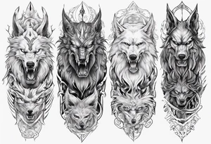 Upper arm sleeve with Odin and Fenrir tattoo idea