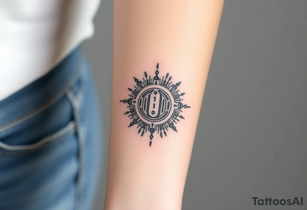 Bio-Mechanical internal computer, binary code, symbolism for 6 kids, 5 boys and youngest is a girl tattoo idea