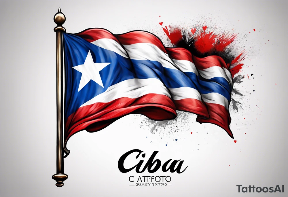 Make a tattoo a cuban flag that demonstrates the love and pride of my origins with fidel cas tattoo idea