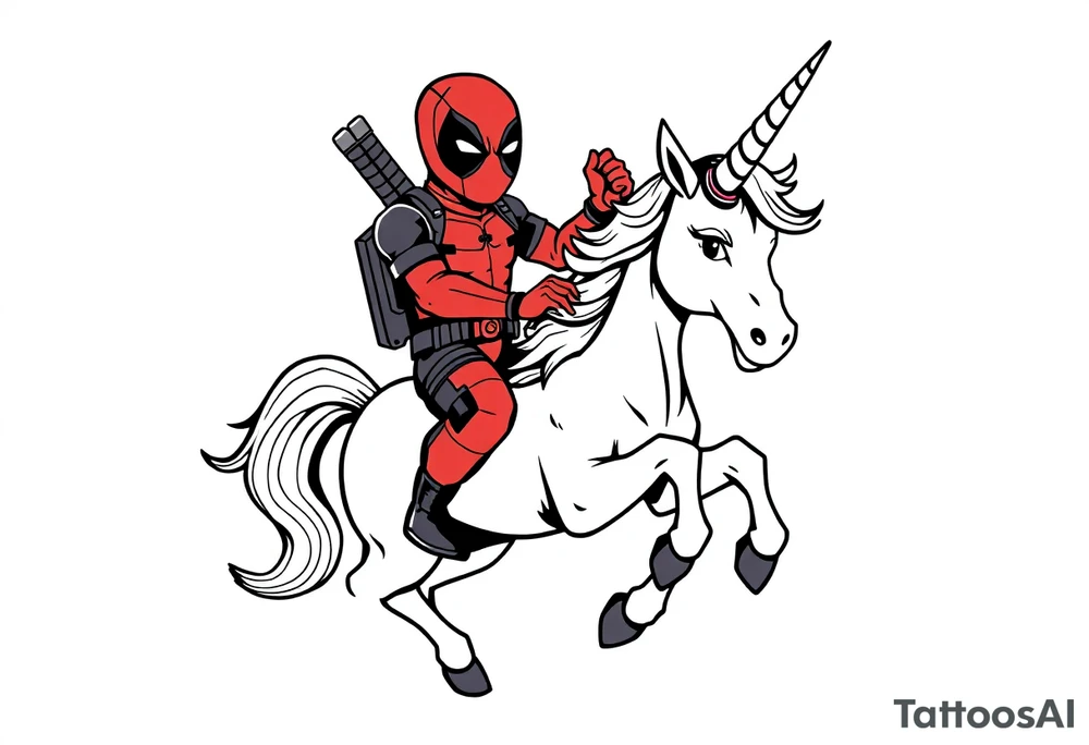 Deadpool riding unicorn tattoo idea