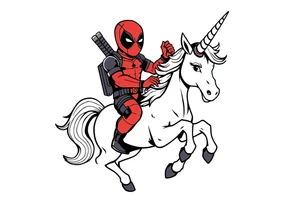 Deadpool riding unicorn tattoo idea