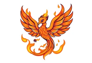 cute cartoon Phoenix , engulfed by flames tattoo idea