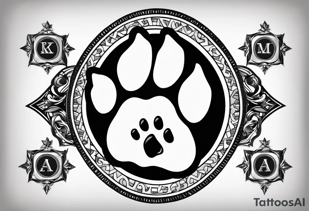 dog paw with  coordinates tattoo idea
