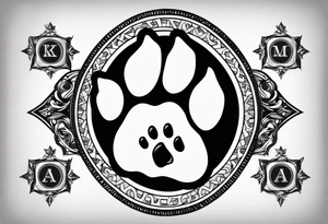 dog paw with  coordinates tattoo idea