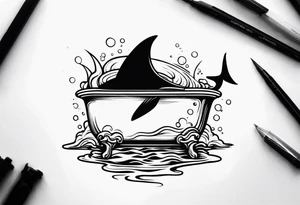 shark fin coming out of old school bathtub tattoo idea