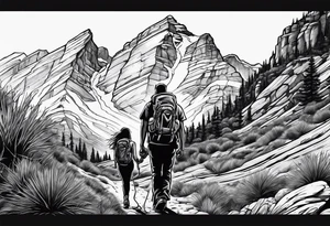 Couple hiking, southwest usa tattoo idea