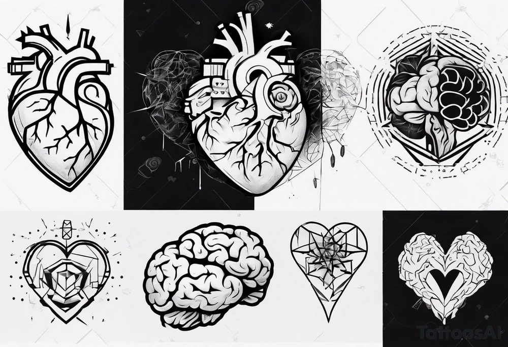 Heart and brain tattoo idea