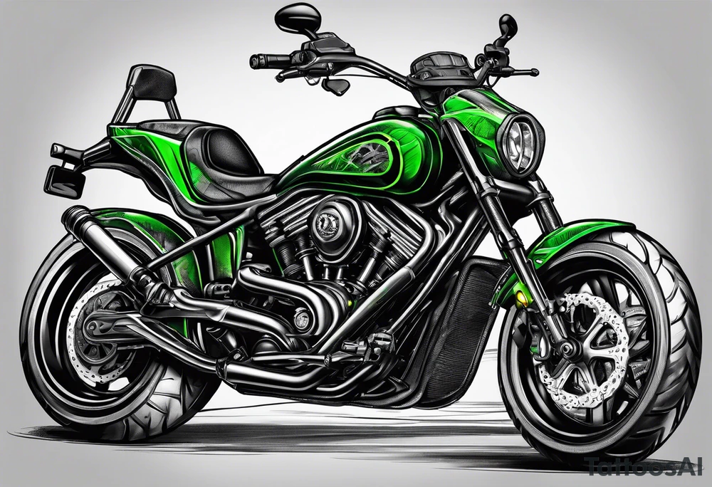 Green goblin riding a full suspension carbon fiber mountain bike tattoo idea